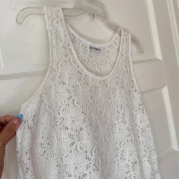 Profile by Gottex White Sheer Floral Lace Swim Coverup Dress Stretch Hi-Low Hem - Picture 9 of 16